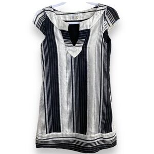 Zara - Black & White Stripe Linen Slip Dress - Size XS